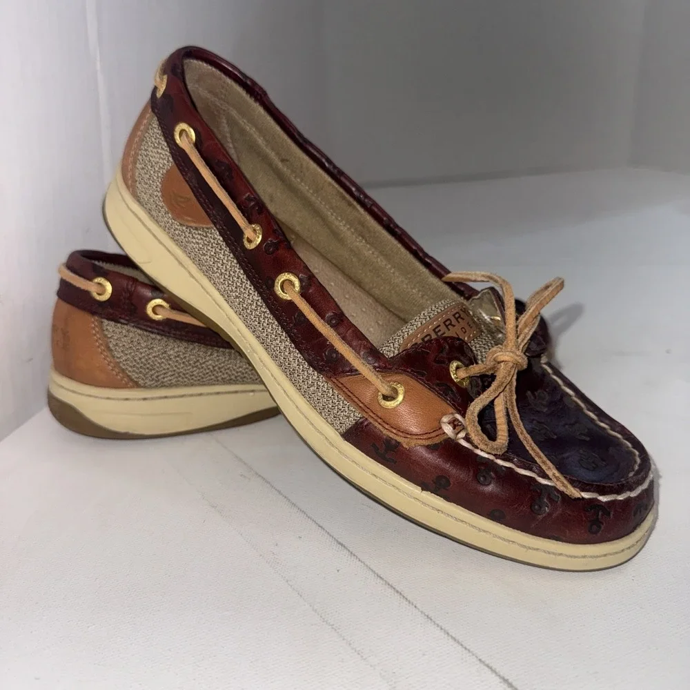 Sperry Top-Sider Brown Leather Anchor Coastal Angelfish Boat Shoes Women's Sz 9